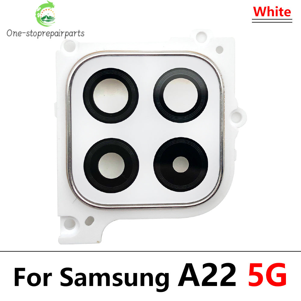 10Pcs/Lot, Housing Back Rear Camera Glass Lens Cover Frame Holder For Samsung A22 4G 5G A225F A226B Samsung phone repair parts