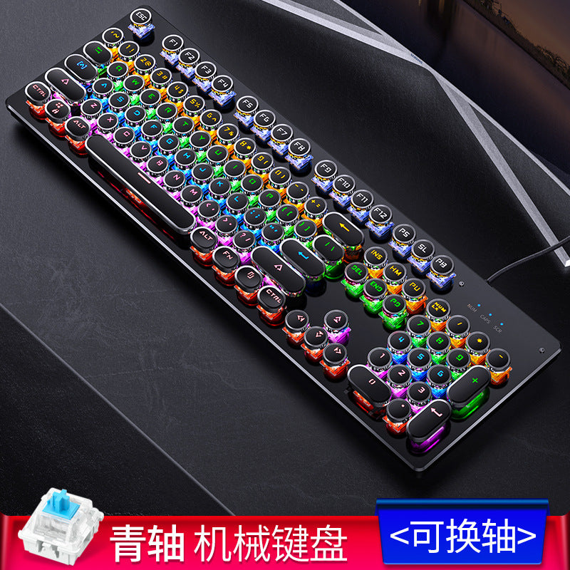 Silver Sculptor Summoner Real Mechanical Keyboard, Interchangeable Axis Gaming Blue Axis Gaming Punk Wired USB
