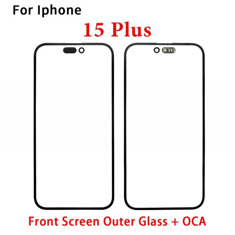 New Front Screen Outer Glass With OCA For iPhone 11 12 13 14 15 Pro Max Mini Plus Phone Repair iPhone phone repair parts
