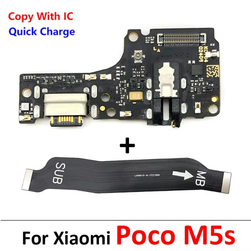 10Pcs/Lot, USB Charging Board Connector Port Dock Flex Cable For Xiaomi Poco F1 F2 F3 F4 F5 X3 X4 X5 X6 M3 M4 M5s Pro 4G 5G GT Xiaomi Xiao mi phone repair parts