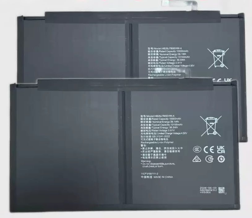 Honor Tablet 10Pro V9 ROL-W00 Tablet Battery HB26J7B5EHW-A Honor GT ROL-W60 Honor Pad 10, Honor V9/Honor 10 battery HUAWEI Tablet repair parts