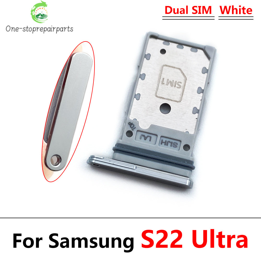 10Pcs/Lot, Micro Nano Dual SIM Card Holder Tray Slot Holder Adapter Socket For Samsung S22 / S22 Plus / S22 Ultra Samsung phone repair parts