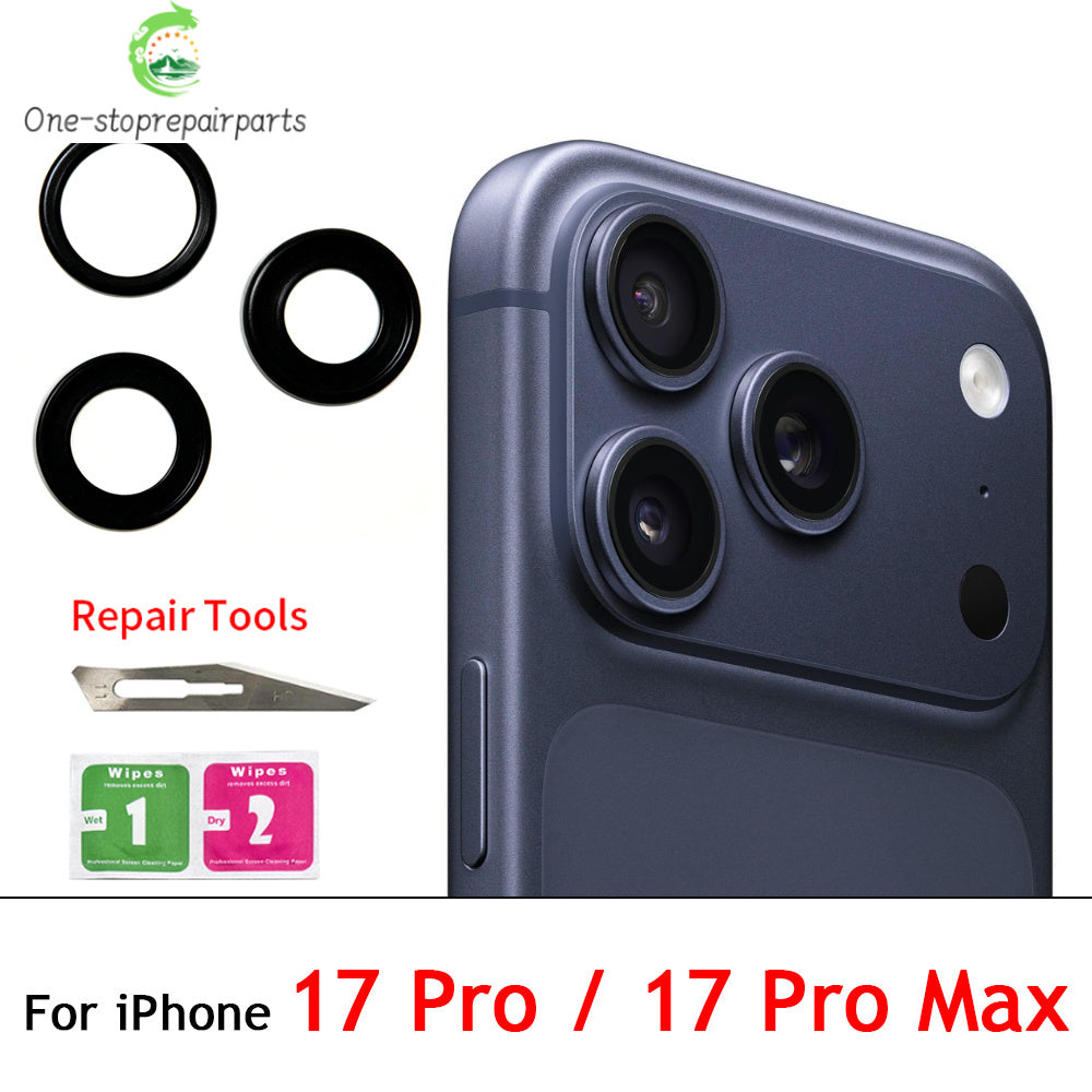 10Pcs, Camera Glass Lens Back Rear Camera Glass Lens For iPhone 11 12 13 14 15 16 17 Pro Max Plus Mini With Sticker Adhesive iPhone phone repair parts