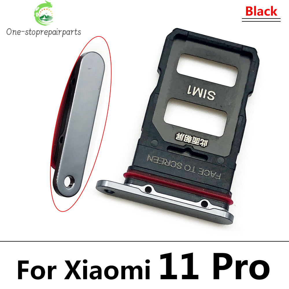 New SIM Card Slot SD Card Tray Holder Adapter For Xiaomi Mi 11 11T Mi11 Pro Lite Replacement Parts Black Blue Silver Xiaomi Xiao mi phone repair parts
