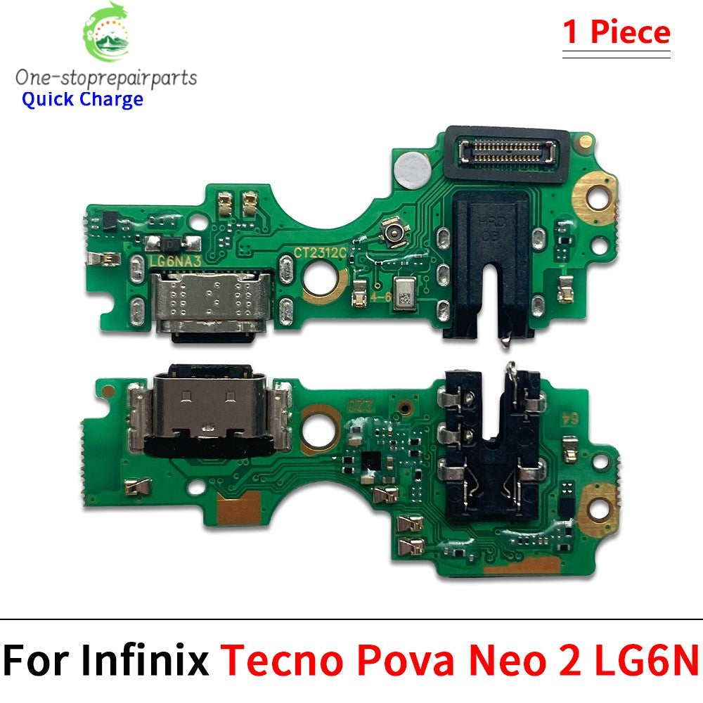 USB Charge Port Dock Connector Charging Board Flex Cable For Tecno Pova 2 3 4 5 6 Pro Neo 2 5G LD7 LE8 Tecno phone repair parts