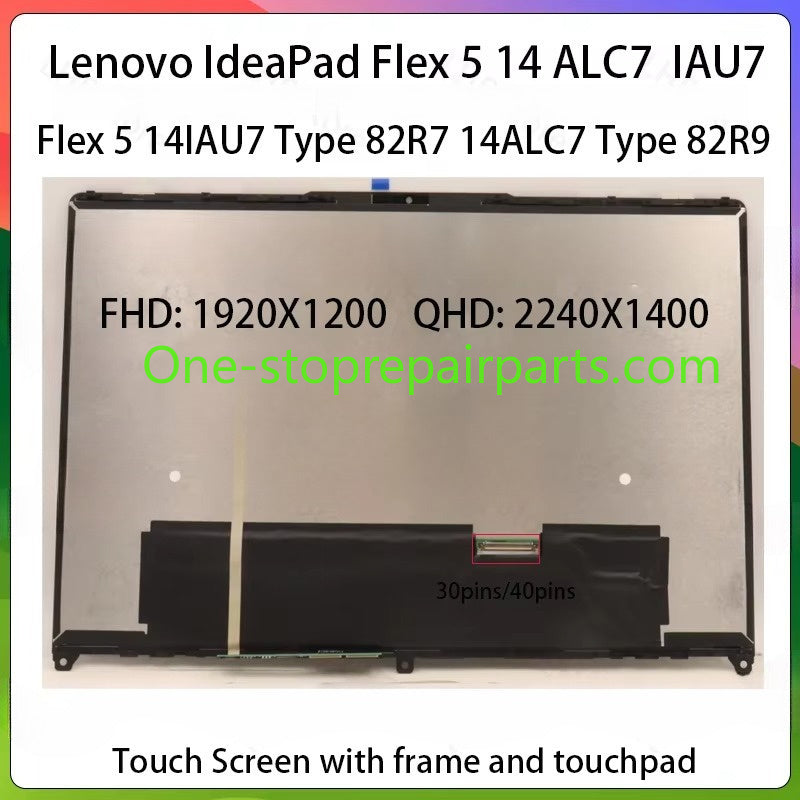 Laptop LCD Screen For Lenovo IdeaPad Flex 5 14ALC7 82R9 Flex 5 14IAU7 82R7 82TA Display Assembly M140NW4D R4 5D10V82397 Lenovo laptop repair parts