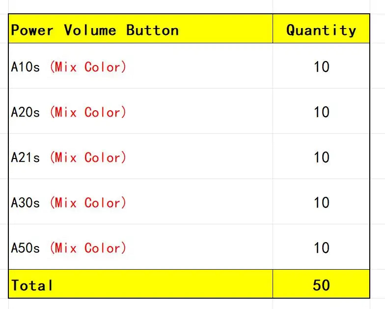 50Pcs, New Side Power Key + Volume Button Keys For Samsung A10S A107F A20S A207F A21S A217F A30S A307F A50S A507F A21s Samsung phone repair parts