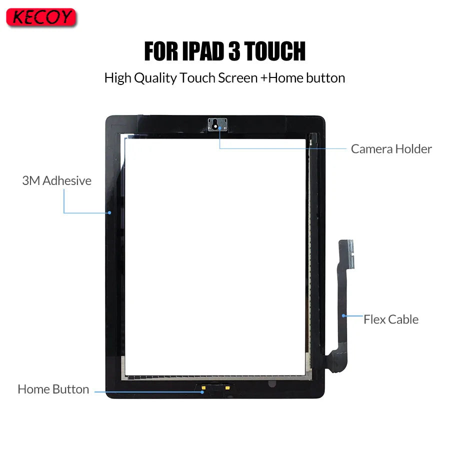 1Pcs Display Touch Screen For iPad 3 A1416 A1430 A1403 TouchScreen Digitizer Panels Sensor Glass Replacement With Button+ Tools iPad repair parts