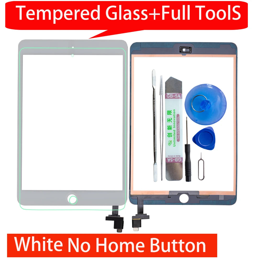 High Quality For iPad mini 3 Touch Screen Assembly Panel With Home Button And IC Connector A1599 A1600 +Tools+Tempered Glass iPad repair parts