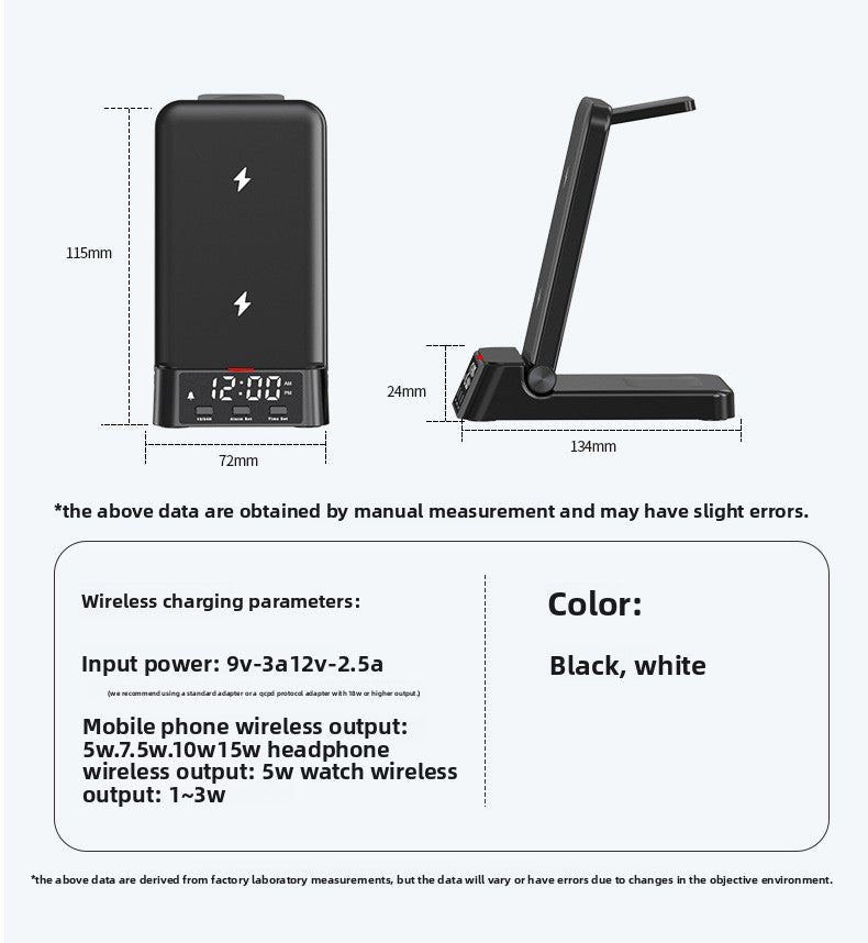 Wireless charger 3-in-1 desktop vertical clock wireless charging iwatch 8 multi-function base apple samsung
