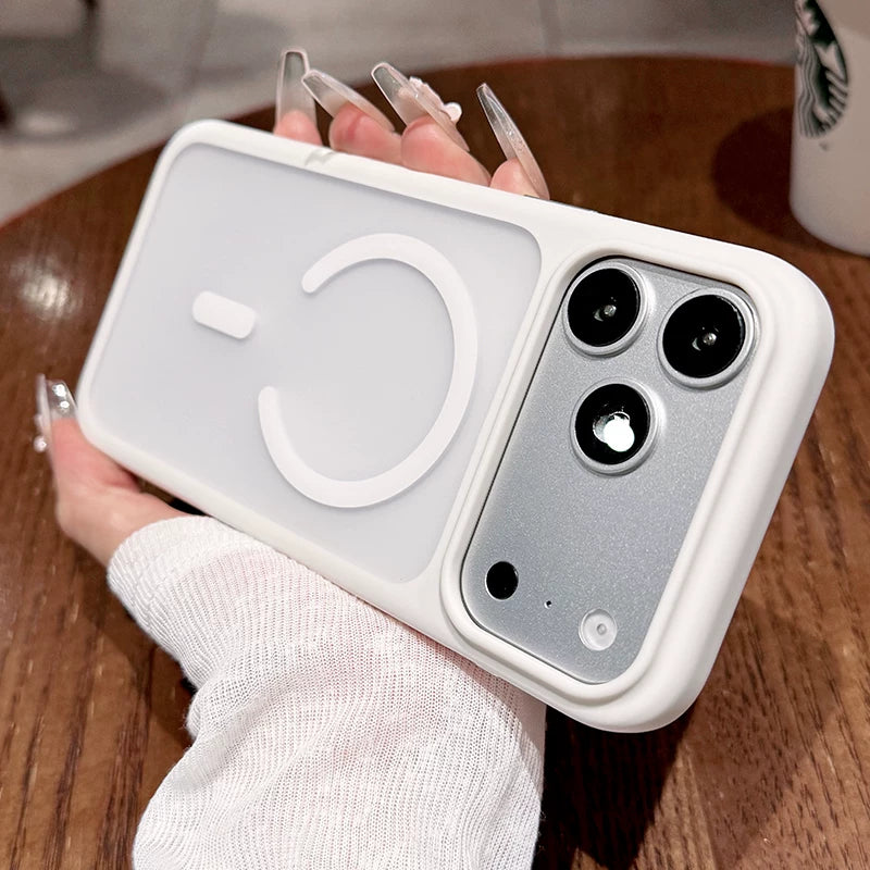 Semi-transparent matte magnetic suction For iPhone 18promax mobile phone case new iPhone17 new color scheme matte texture 16pro large hole lens advanced sense of men and women shell Phone Accessories