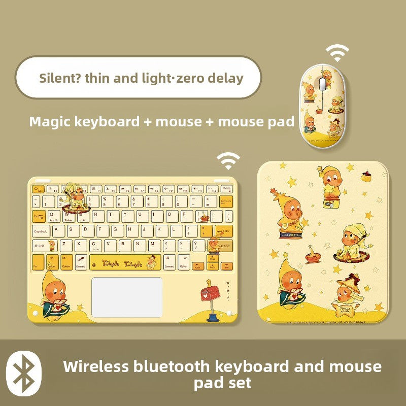 Bluetooth Keyboard Mouse Set For Apple Huawei Xiaomi Tablet PC External Notebook Wireless Silent Light 0 Delay Office Game iPad Charging Girls Cute Stars Tablet Accessories