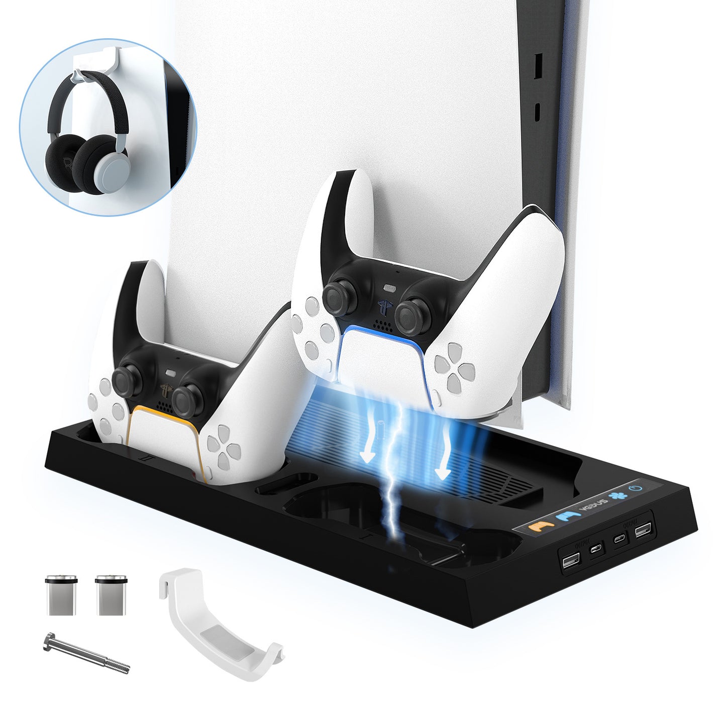 PS5 host bracket Cooling fan handle Double charging PS5 host radiator handle Seat charging host bracket