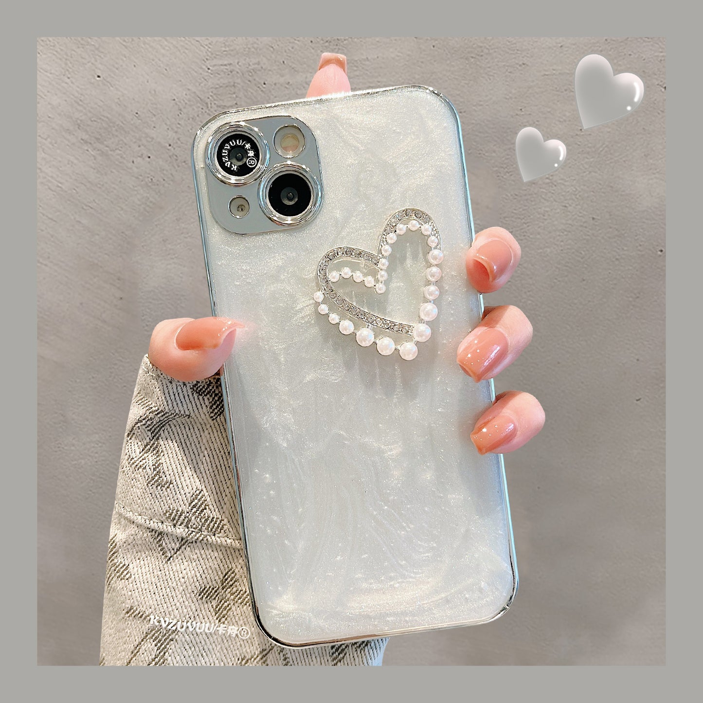 Accessories for Apple 14 mobile phone case iphone15promax Epoxy Sequins Pearl Love Rhinestone Bracelet 13 Premium