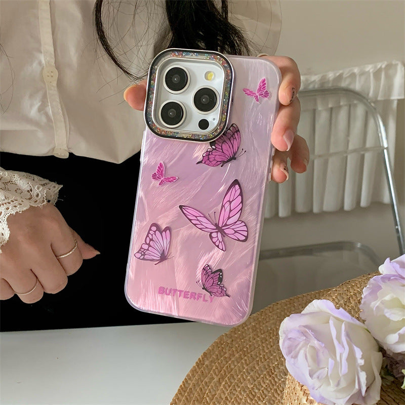 Accessories Japanese and Korean feather butterfly for iPhone15Pro mobile phone case Apple 14promax anti-drop 13/12 women 11 hard