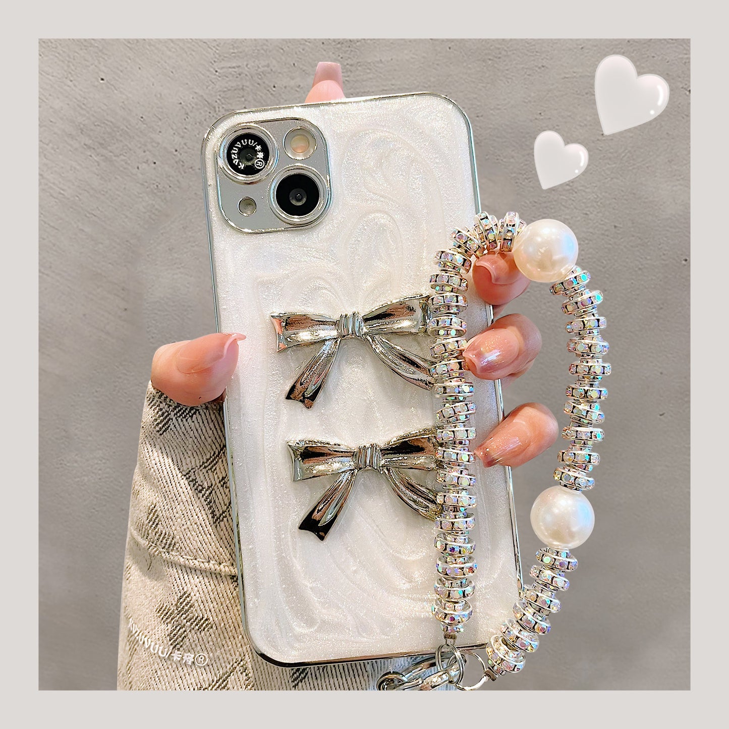 Accessories for Apple 14 mobile phone case iphone15promax three-dimensional electroplating bow 13 simple ins wind 12 tide