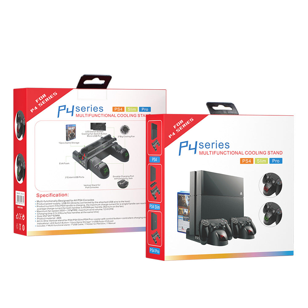 PS4 slim pro host cooling fan bracket game disc rack PS4 handle seat charging double charging storage rack