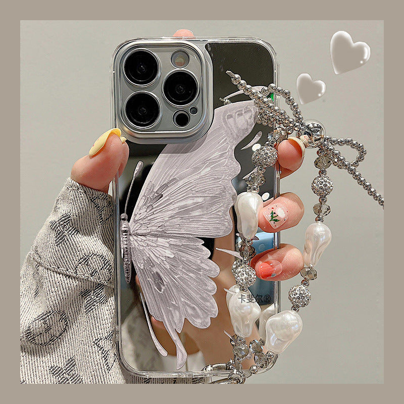 Accessories Superior sense beautiful mirror butterfly wings bracelet iphone14pro max mobile phone case apple 15 new