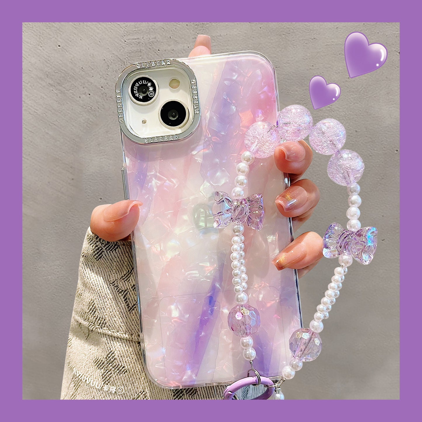 Accessories for Apple 14promax mobile phone case iPhone 15 shell pattern smudge bracelet 13 simple new 12pro