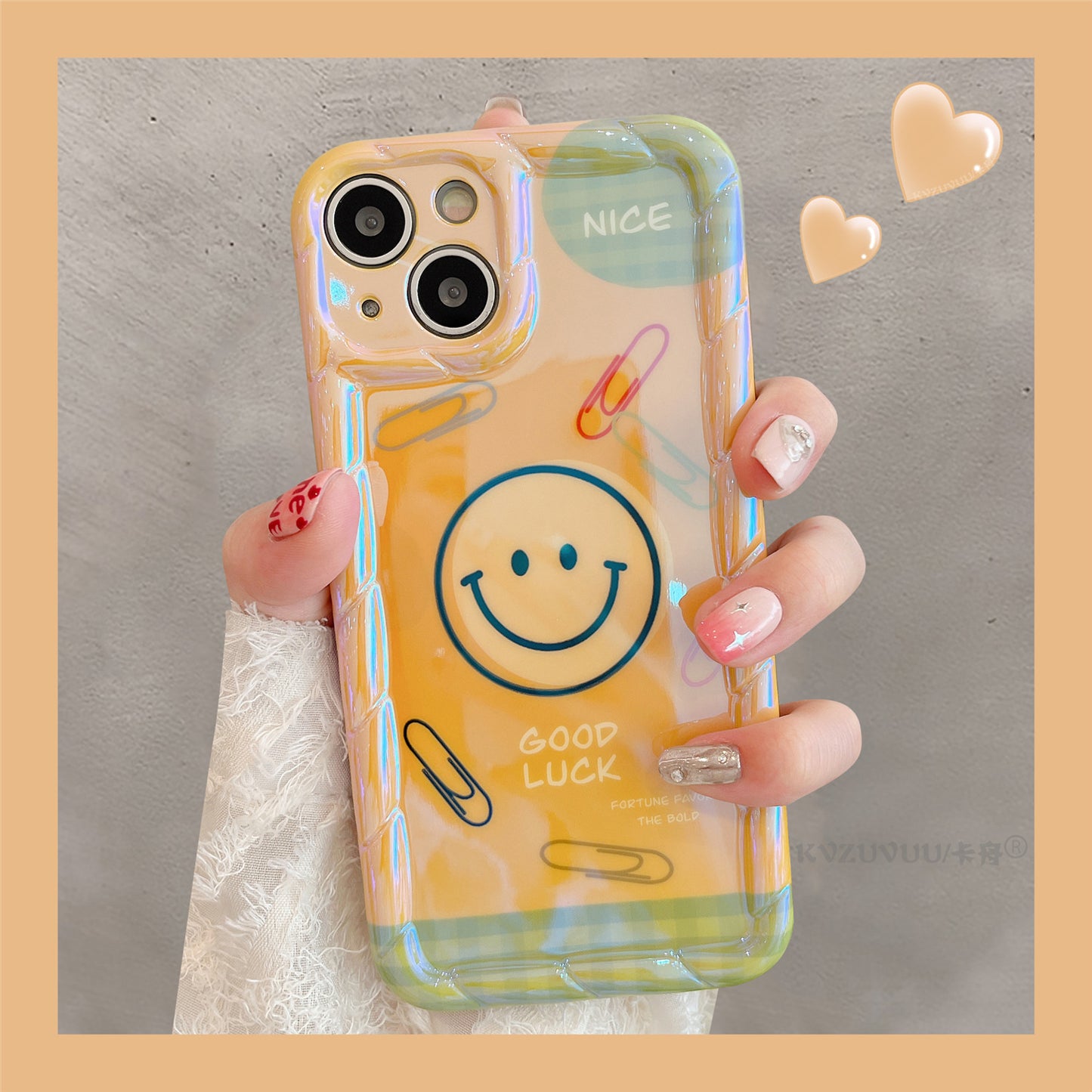 Accessories for Apple 14 mobile phone case iphone13promax Blu-ray label smiley face 11 simple ins wind 12 niche