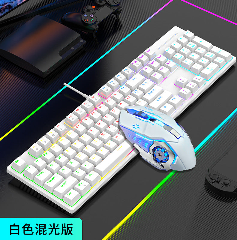 Wired mechanical keyboard Green axis RGB mixed light gaming computer, desktop keyboard universal