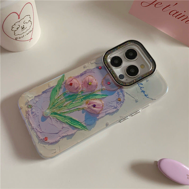 Accessories Blue light green butterfly for iPhone 15 mobile phone case iphone14 Promax glitter color diamond lens ring 15plu