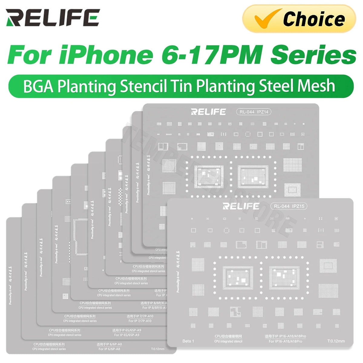 QIANLI MEGA-IDEA Black BGA Reballing Stencil Multifunction Universal Net for iPhone 6-17 Pro Max Planting Tin Steel Mesh Tools Professional Repair Tools