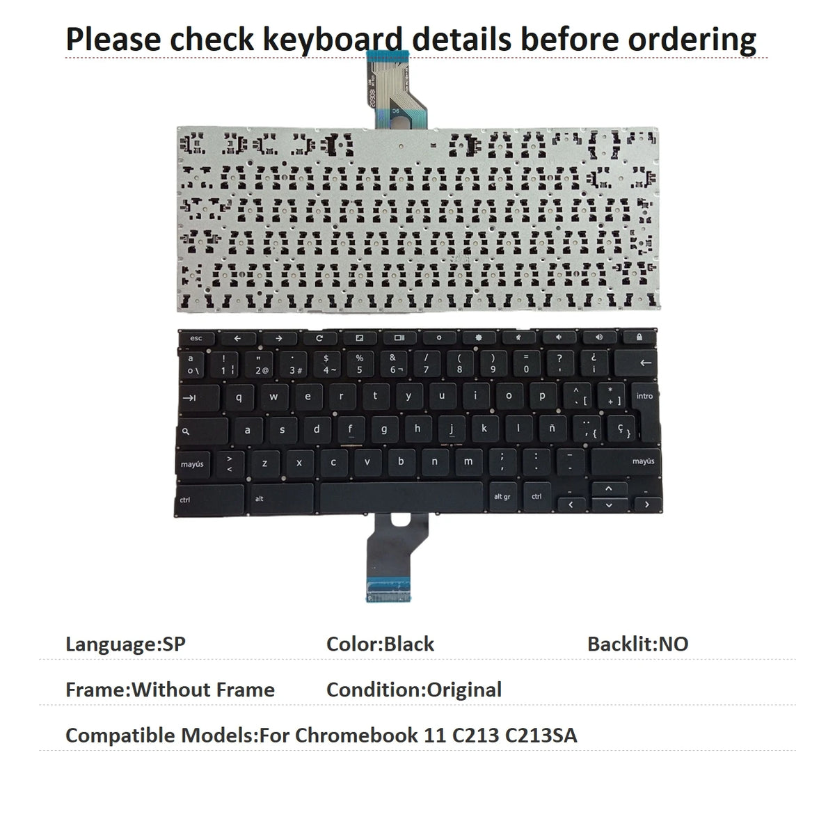 New US Spanish Language Keyboard For ASUS Chromebook 11 C213 C213SA Notebook PC Replacement Keyboard ASUS laptop repair parts