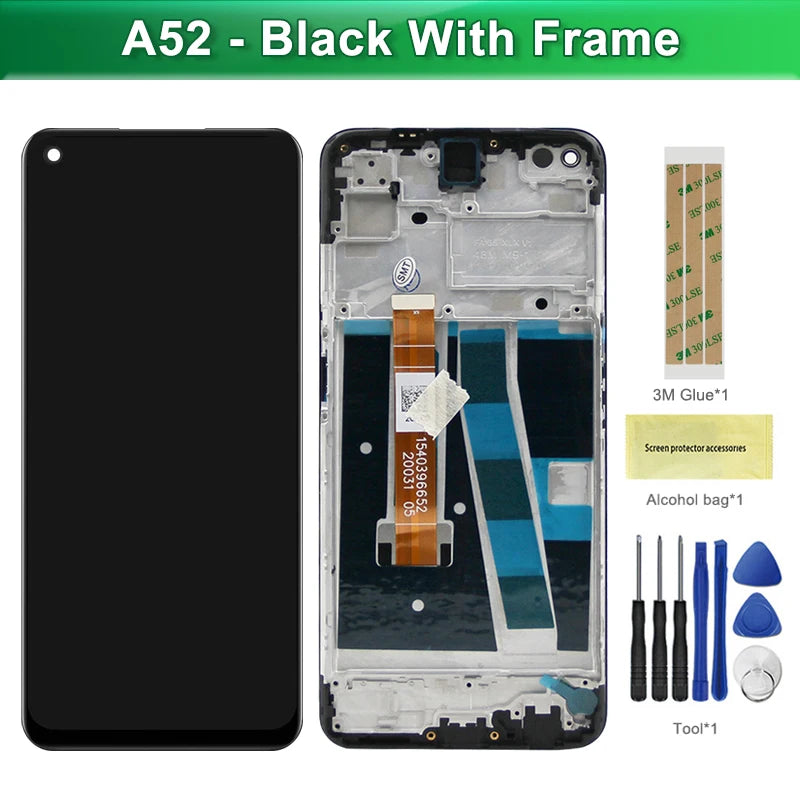 6.5" Screen for Oppo A52 Lcd Display Digital Touch Screen with Frame Replacement for Oppo A52 CPH2061 CPH2069 PADM00 PDAM10 OPPO phone repair parts
