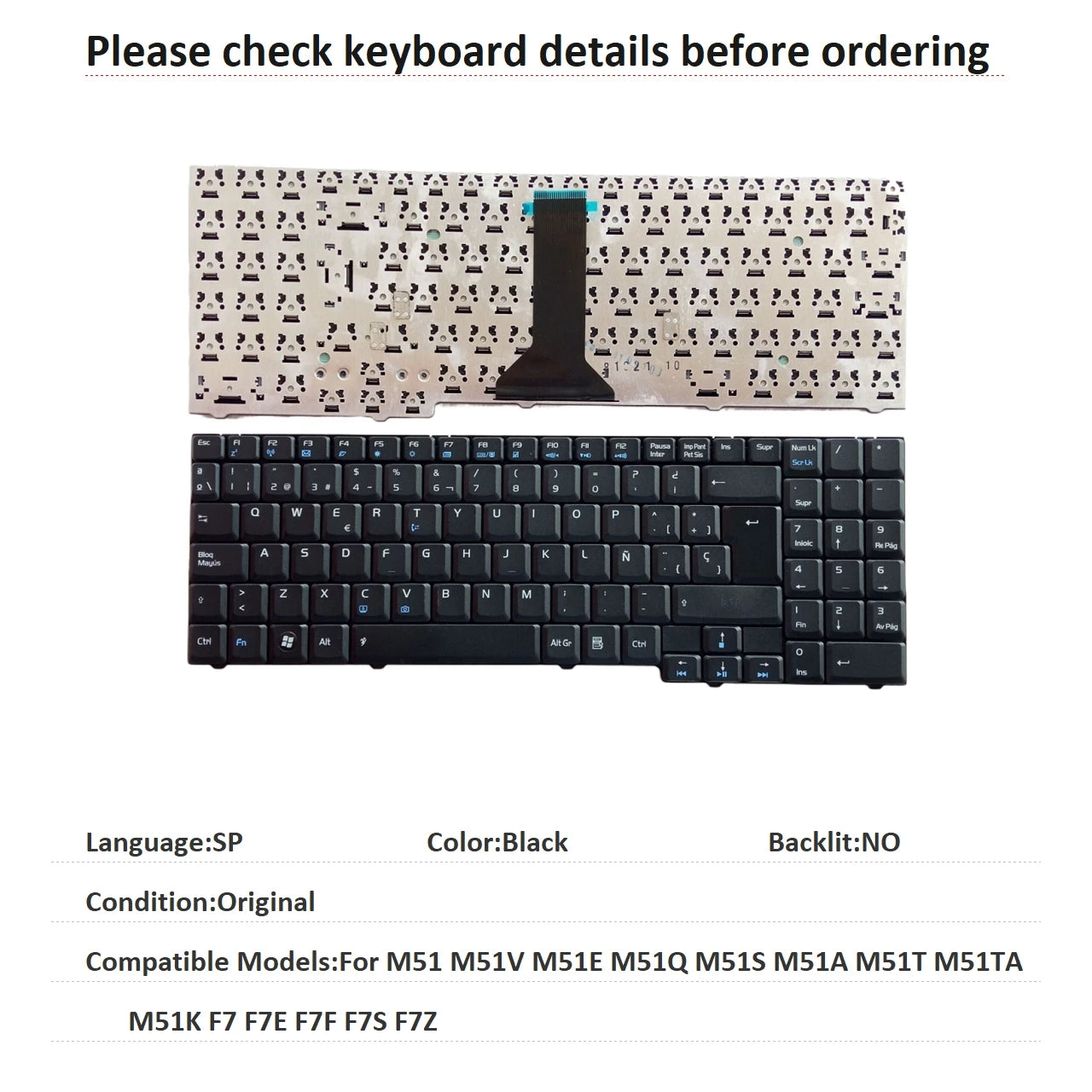 New Russian Spanish Language Keyboard For ASUS M51 M51V M51E M51Q M51S M51A M51T M51TA M51K F7 F7E F7F F7S F7Z ASUS laptop repair parts
