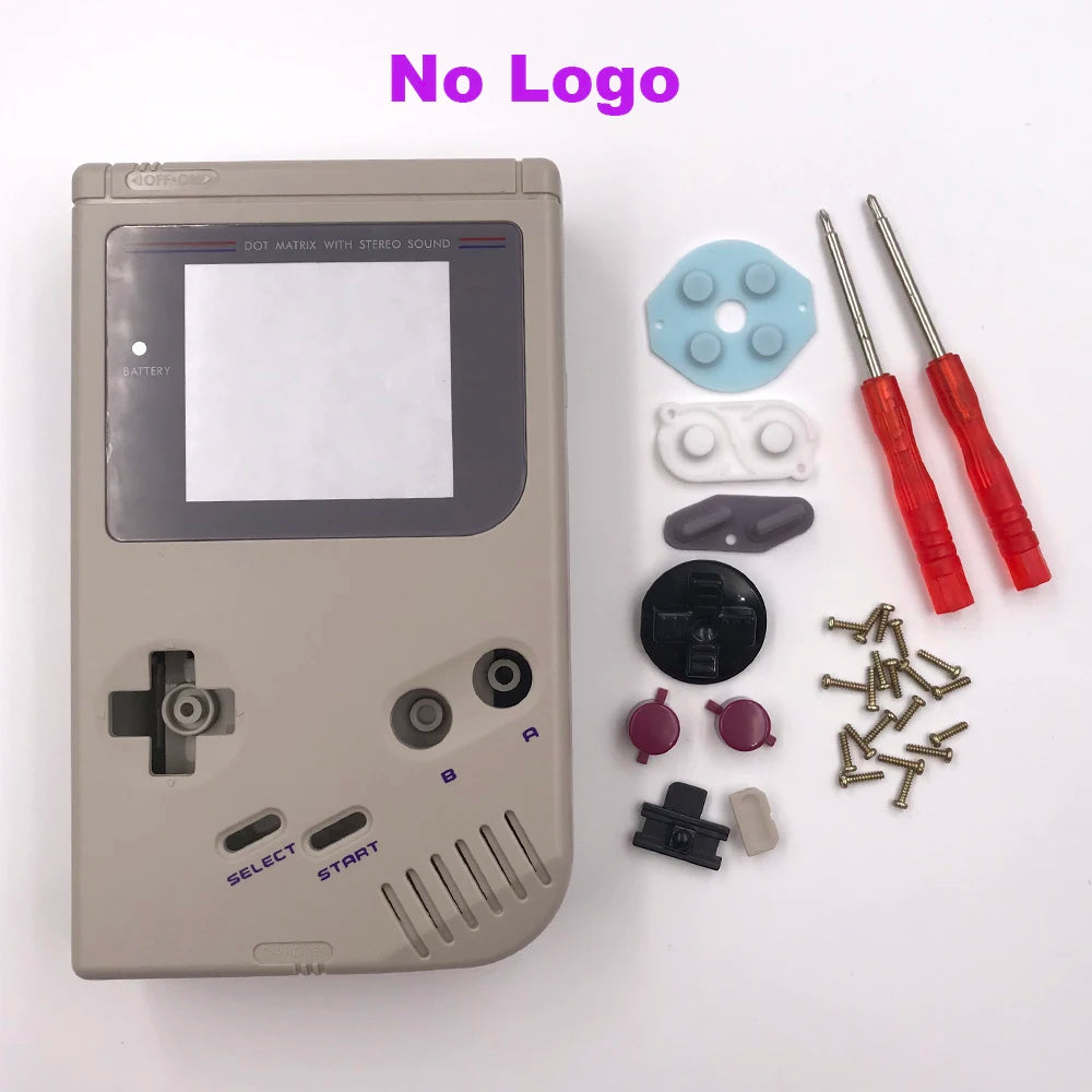 For Nintendo Game Boy DMG GB Shell Kit Grey Housing Shell With Screen Lens Screws Replacement Game console repair parts
