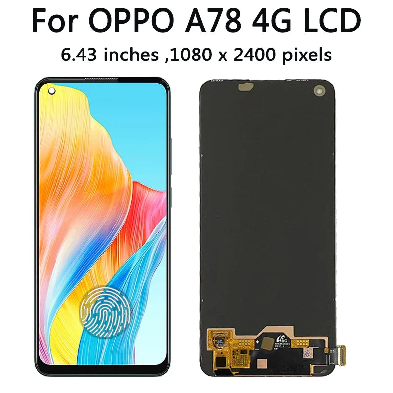 6.43"TFT/Ori For OPPO A78 4G CPH2565 LCD Display Touch Screen Digitizer Panel Assembly A78 Display Screen Parts With Frame Oppo phone repair parts Realme phone repair parts