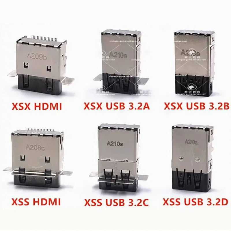 10pcs/lot for Xbox Series S X Hdmi Socket Port XSX USB 3.2A 3.2B Socket XSS 3.2C 3.2D USB Charging Connector Game console repair parts