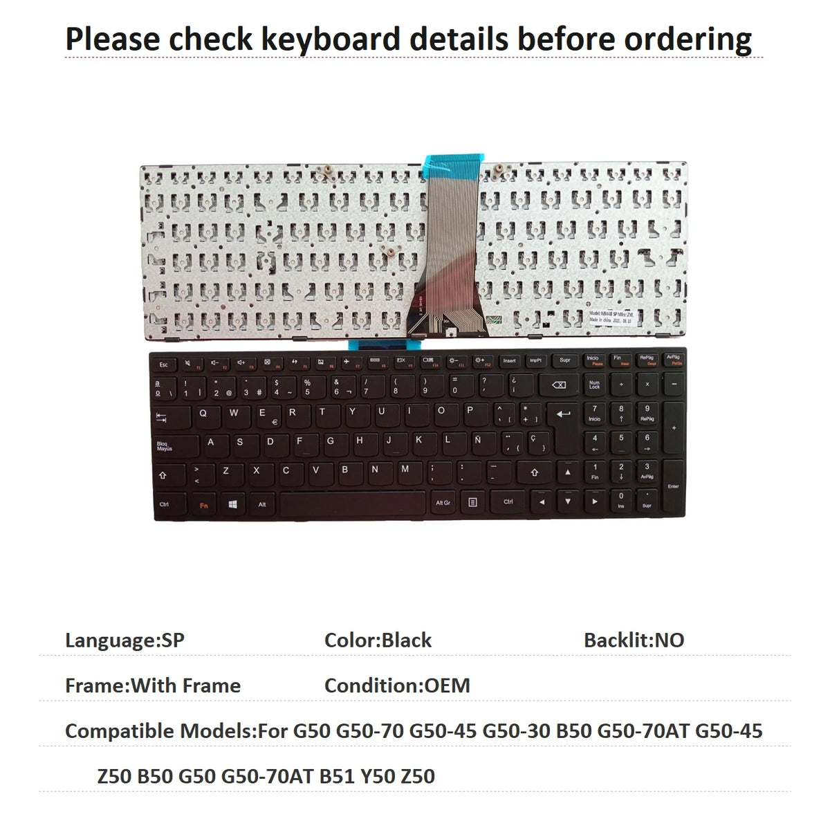 US UI Russian Spanish Backlit Keyboard For Lenovo G50 G50-70 G50-45 G50-30 B50 G50-70AT G50-45 Z50 B50 G50 G50-70AT B51 Y50 Z50 Lenovo laptop repair parts
