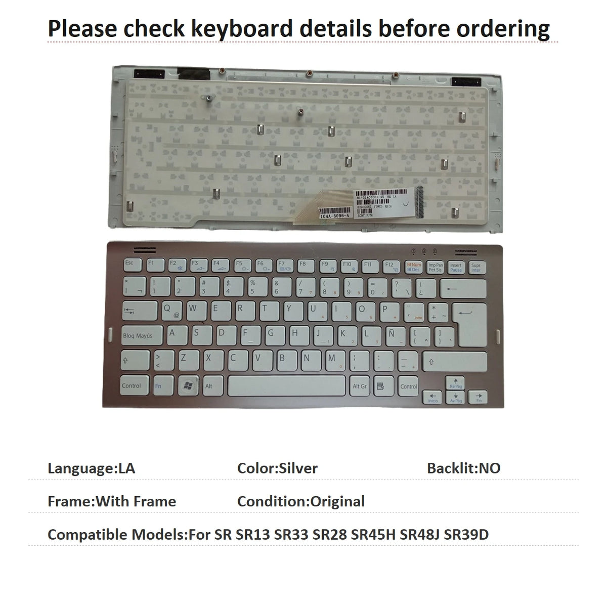 New US Latin Brazil Language Keyboard For Sony SR SR13 SR33 SR28 SR45H SR48J SR39D Notebook PC Replacement Keyboard SONY laptop repair parts