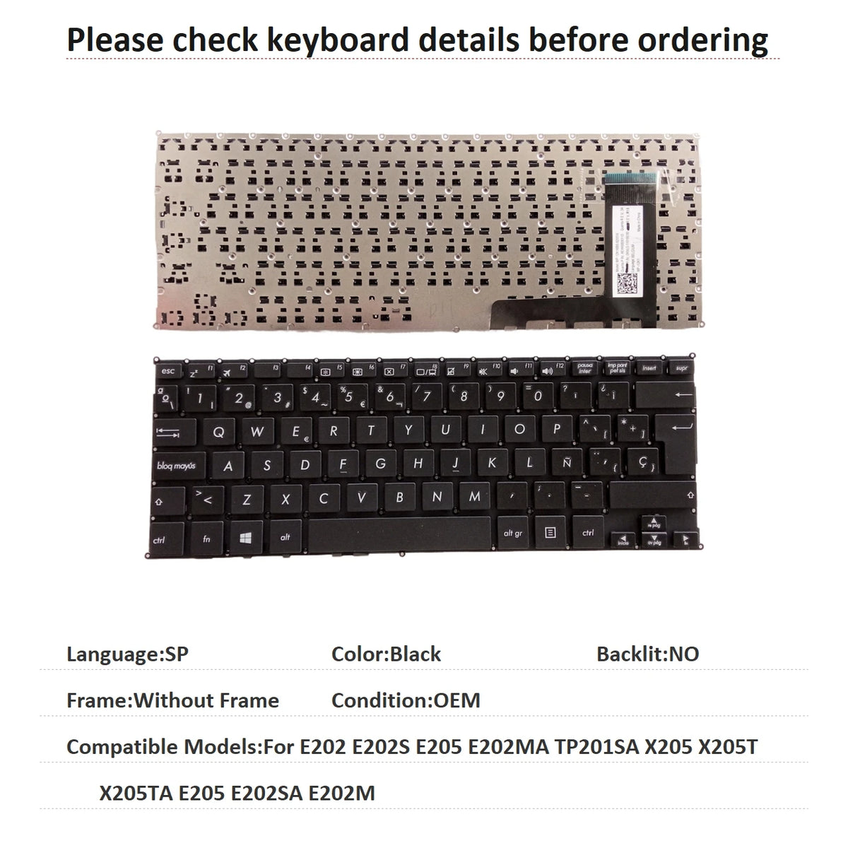 New US Russian Spanish Language Keyboard For ASUS E202 E202S E205 E202MA TP201SA X205 X205T X205TA E205 E202SA E202M Keyboard ASUS laptop repair parts
