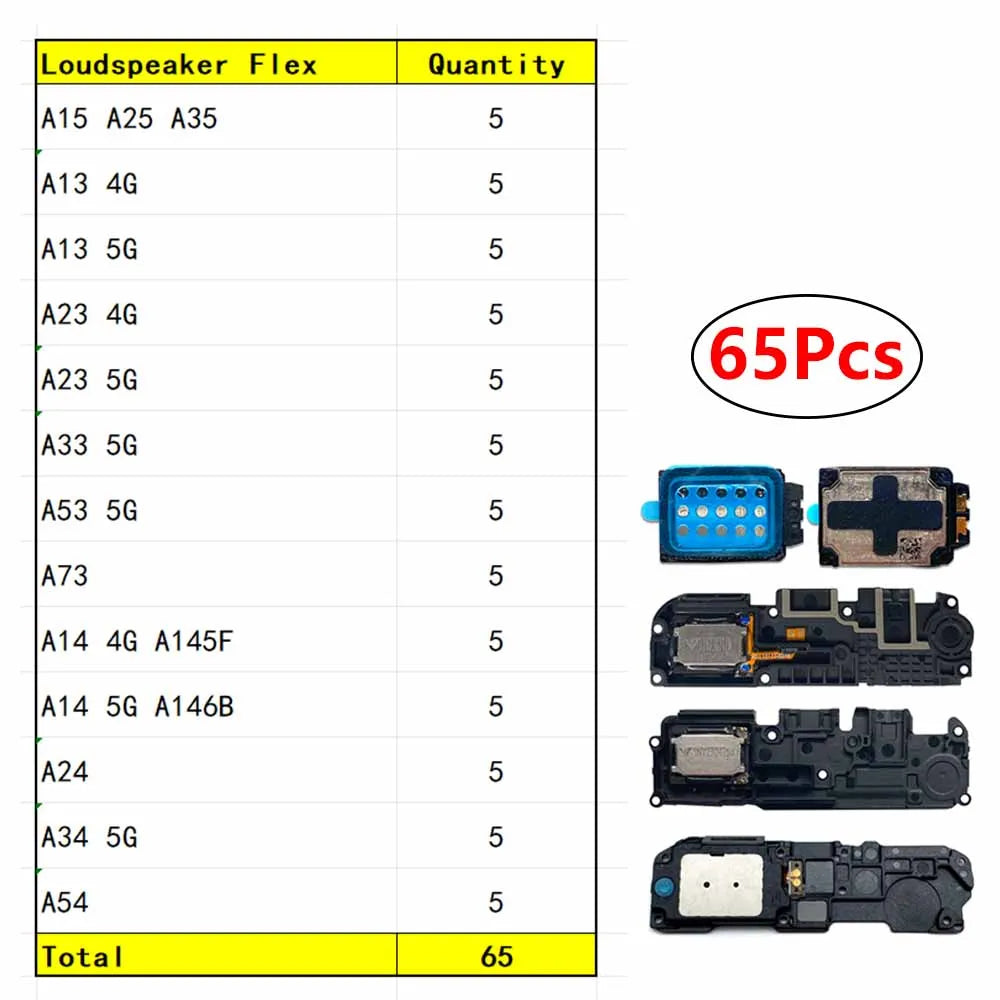 26Pcs, Loud Speaker Buzzer Ringer Loudspeaker Flex Cable For Samsung A15 A25 A35 A13 A23 A33 A53 A73 A14 A24 A34 A54 4G 5G Samsung phone repair parts