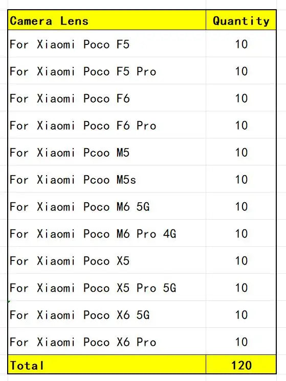 100Pcs,Rear Back Camera Glass Lens For Xiaomi Poco F5 F6 M5 M5s M6 X5 X6 Pro 4G 5G Camera Glass With Glue Adhesive Xiaomi Xiao mi phone repair parts