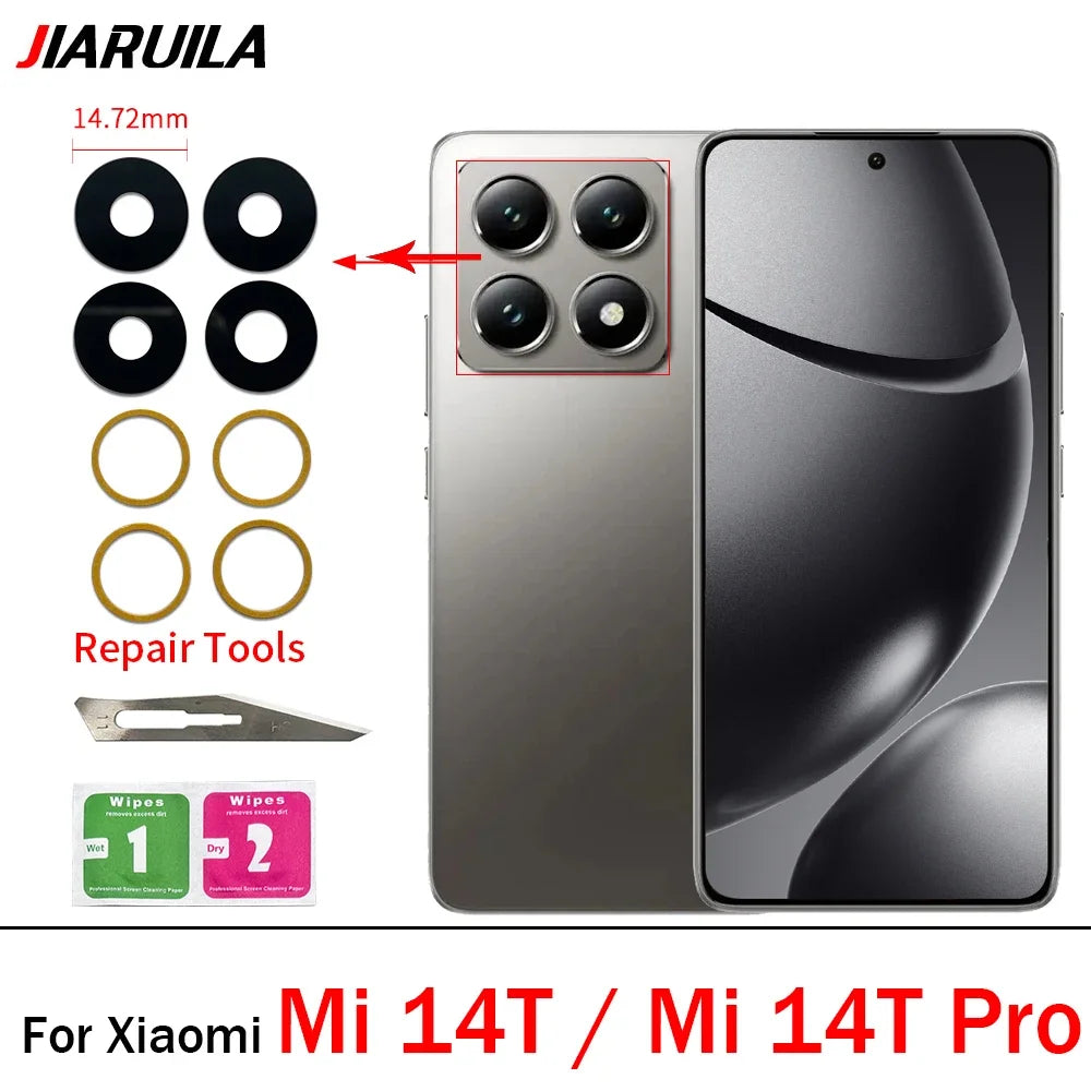 New Camera Glass Rear Back Camera glass Lens For Xiaomi Mi 10T 11T 12T 13T 14T Pro With Glue Adhesive Xiaomi Xiao mi phone repair parts