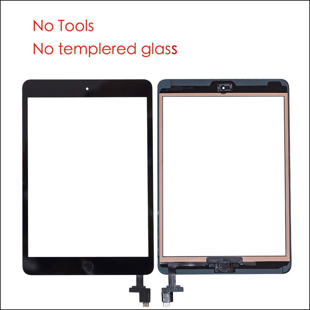 For iPad Mini1 mini2 A1432 A1454 A1455 A1489 A1490 Touch Screen Digitizer +IC Chip Connector Flex+Key Button+Tempered glass iPad repair parts