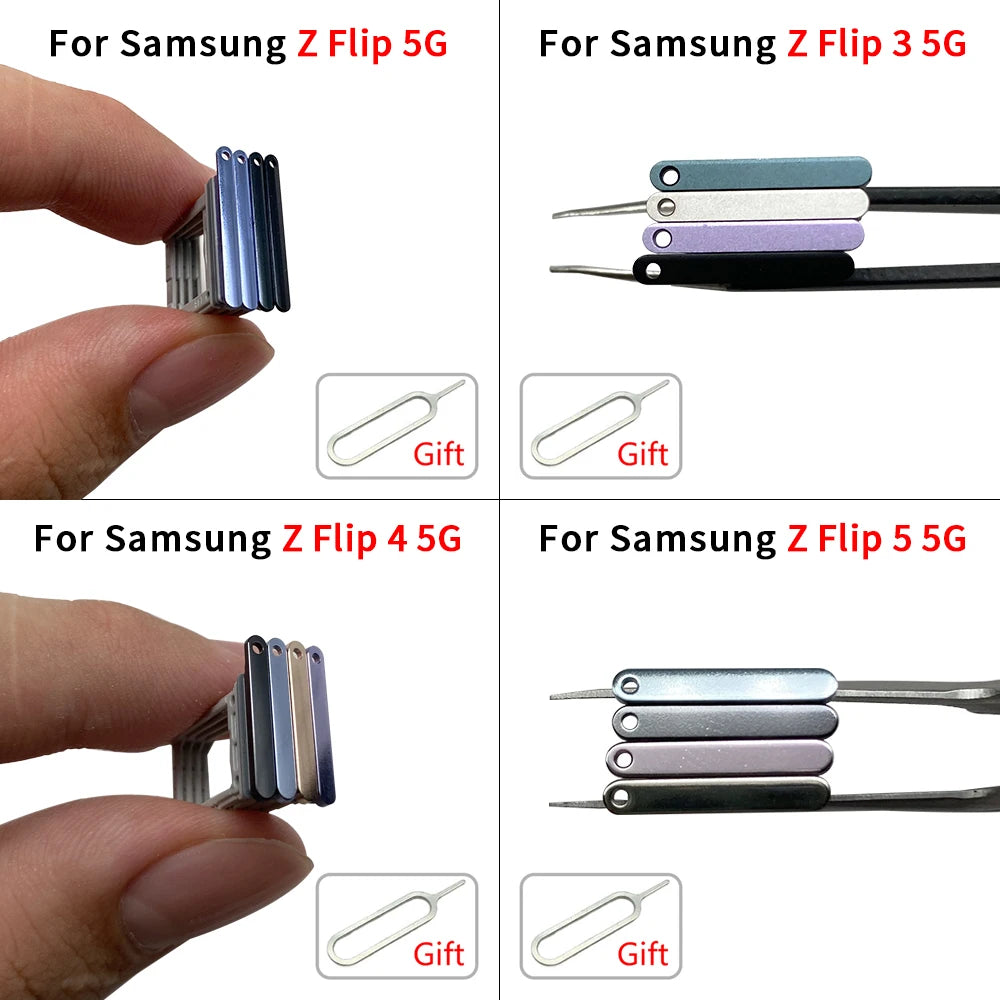 New For Samsung Z Flip 2 3 4 5 6 5G F711 F721 F731 F741 SIM Card Slot SD Card Tray Holder Adapter Samsung phone repair parts