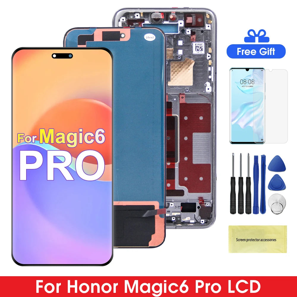 Tested 6.8''120Hz AMOLED Display Replacement For Huawei Honor Magic 6 Pro LCD Display Touch Screen Magic6 Pro BVL-AN16 Honor phone repair parts