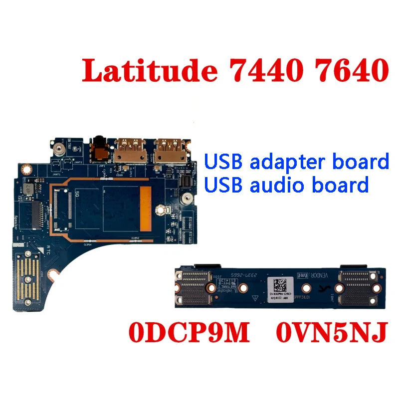 New Original Laptop USB Adapter Board Audio Board Bracket For Dell Latitude 7440 7640 7450 7650 LS-M595P 07CFKW 0VN5NJ 0DCP9M Dell laptop repair parts