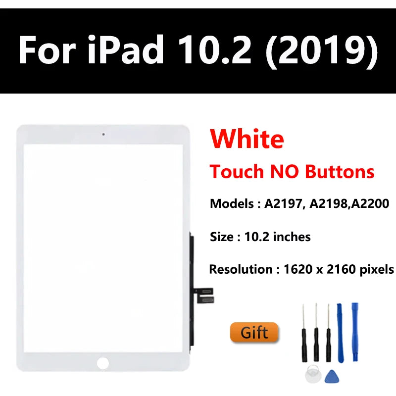 For Apple iPad 10.2 (2019) Touch Screen Digitizer Glass Panel LCD Display For iPad 10.2 (2019) A2197/A2200/A2198 Tablet Screen iPad repair parts