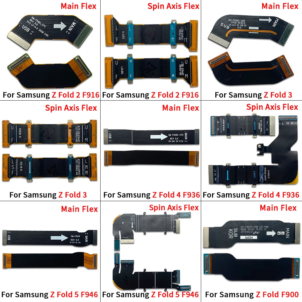New Spin Axis Flex For Samsung Z Fold Z Flip 1 2 3 4 5 6 7 5G MainBoard Connector LCD Display USB Flex Cable Samsung phone repair parts