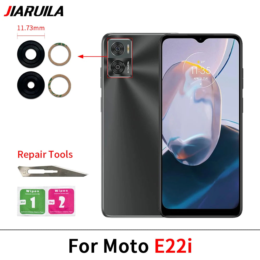 Back Rear Camera Glass Lens For Moto E4 E7 E6 E6s E5 E7i Plus Play Power E20 E30 E40 E22 E32 E13 E22i With Adhesive Motorola phone repair parts