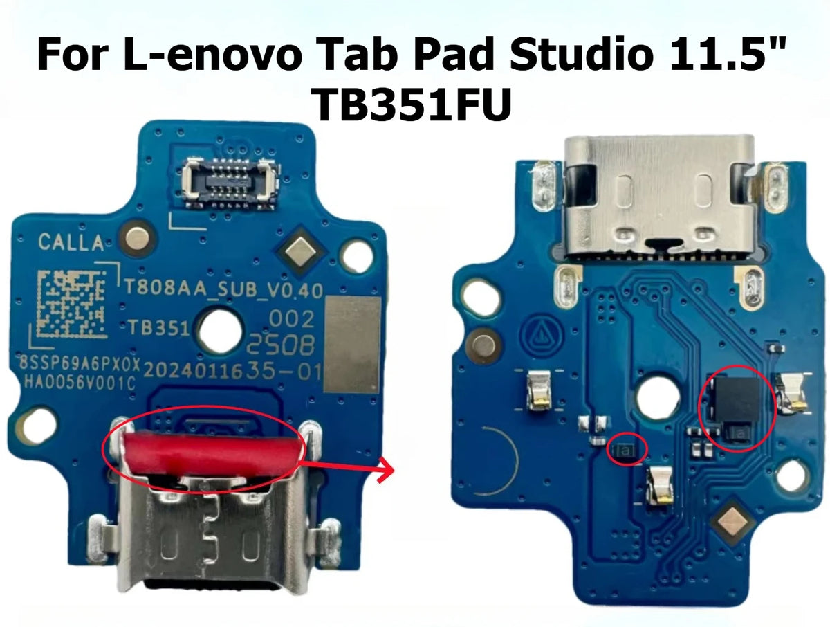 USB Charging Port Connector Plug Jack Charge Dock Board Flex Cable For Tab Pad Studio 11.5" TB351FU lcd power Volume cable Lenovo tablet repair parts