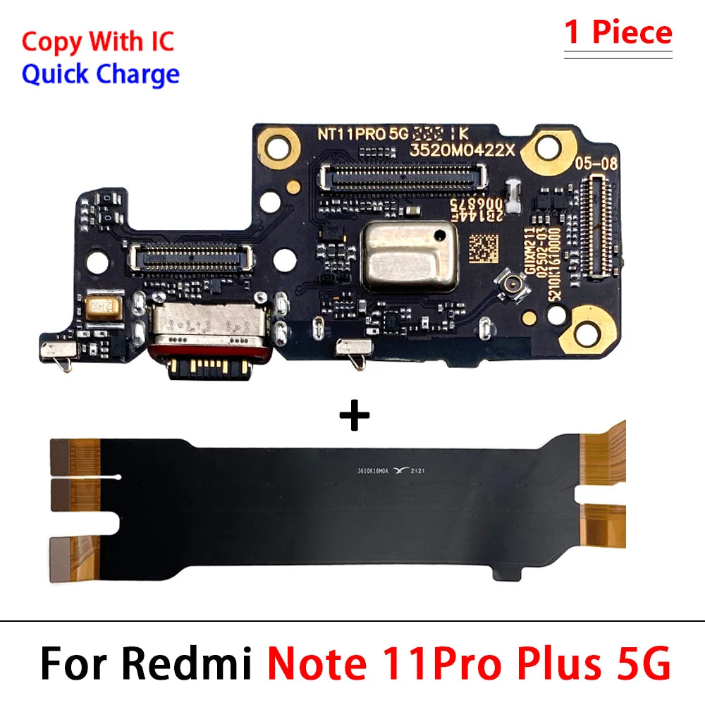 New For Xiaomi Redmi Note 11 Pro Plus 5G USB Charging Port Mic Microphone Dock Connector Board Flex Cable Xiaomi Xiao mi phone repair parts