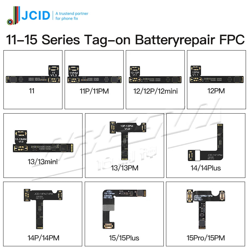 JCID 4th Gen Battery Repair Flex Tag On For iPhone 11 12 13 14 15 Plus Pro Max Mini Remove Warning Battery External Cable Tools Professional Repair Tools