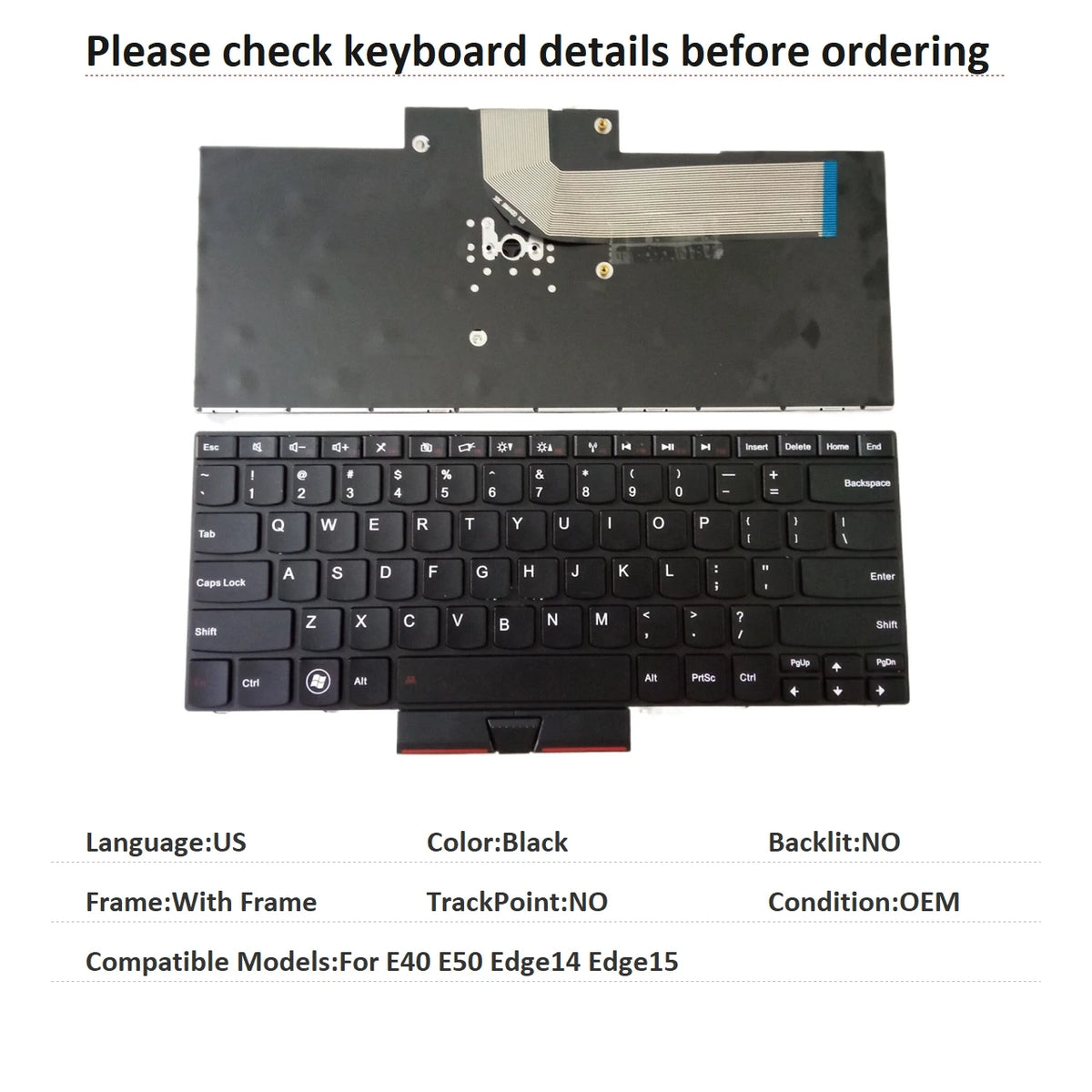 New US Language Keyboard For Lenovo Thinkpad E40 E50 Edge14 Edge15 Notebook PC Replacement Keyboard Lenovo laptop repair parts